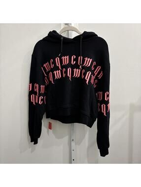 Alexander McQueen MCQ Black Hoodie with Pink Lettering